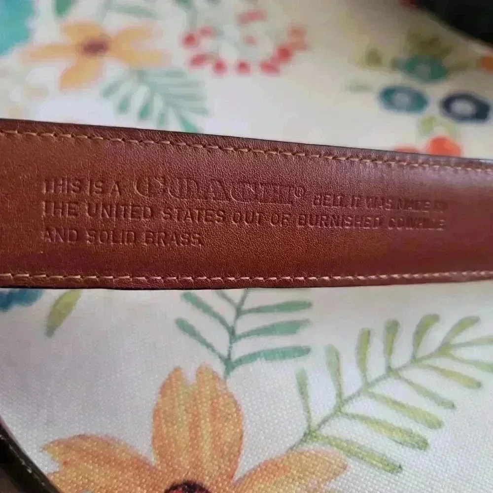 Coach Vintage Burnished Cowhide Leather Belt Black Brass 1